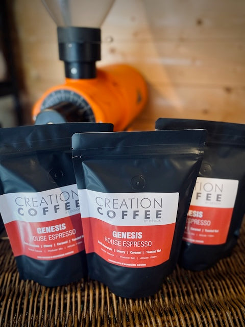 Genesis Espresso Blend bag for an espresso coffee subscription in the UK from Creation Coffee