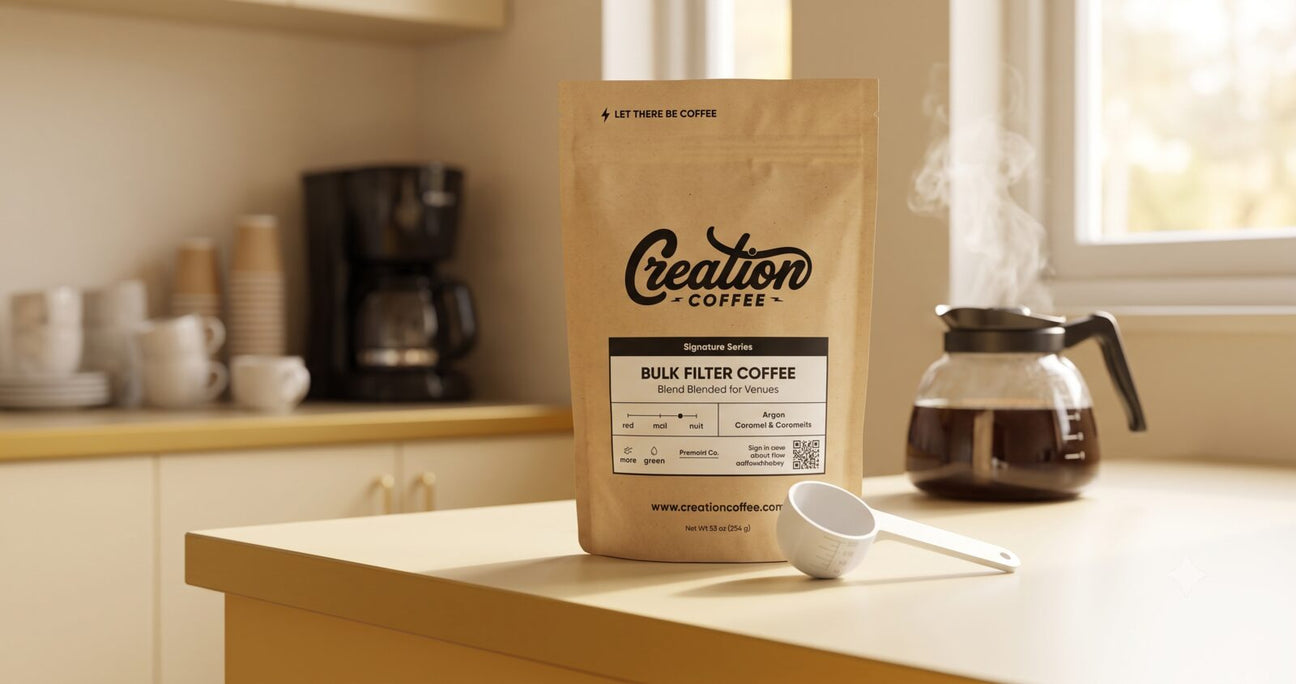 Bulk filter coffee and calibrated scoop for churches and community venues, Creation Coffee