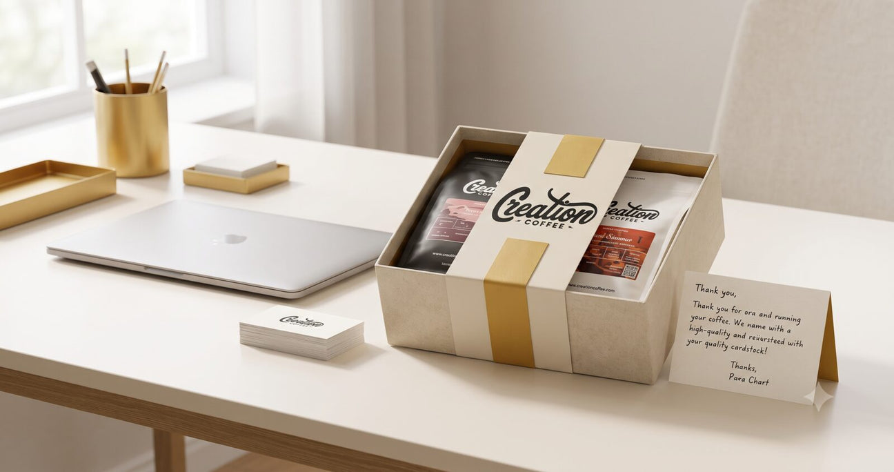 Corporate coffee gift subscription box from Creation Coffee for clients and staff